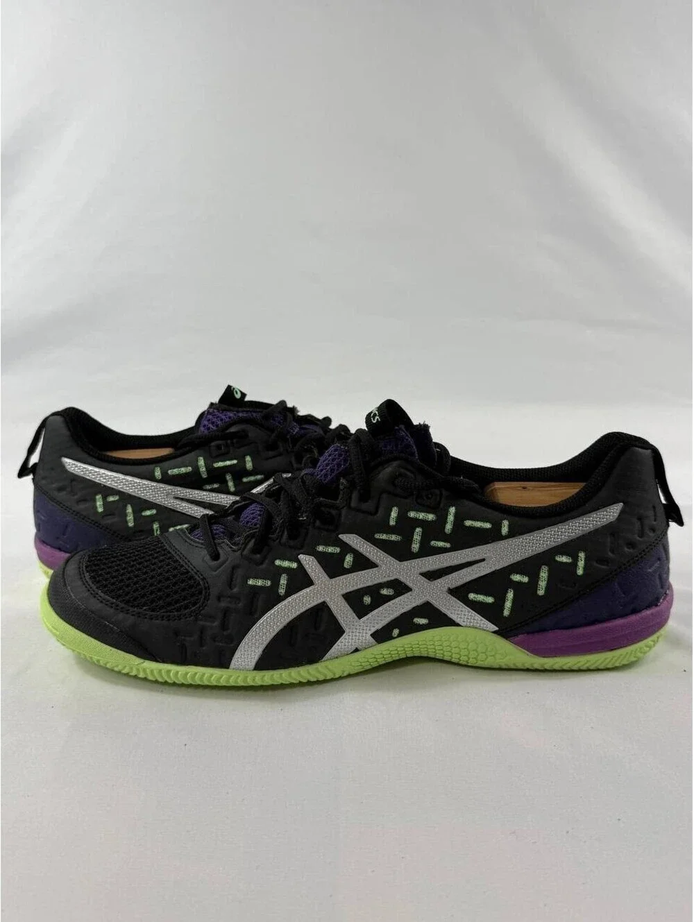 ASICS Court Shoes Mens 11.5 Indoor Volleyball Training Black Purple S567Y